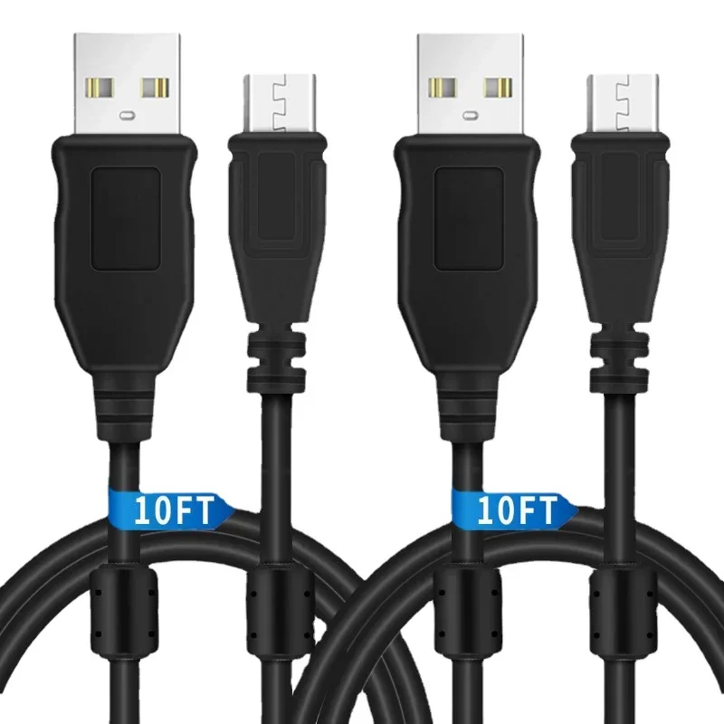 PS4 Xbox Magnetic Ring Shielded Wire Game Handle Anti-jamming Data Cable Lengthened 3 Meters Micro USB Charging Cable