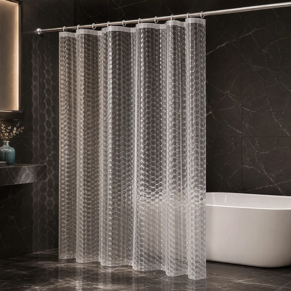 Semi-Transparent Shower Curtain Water Cube Pattern multi-size Bath Curtains Liner with Hooks Thick Bathroom Curtain Bathtub