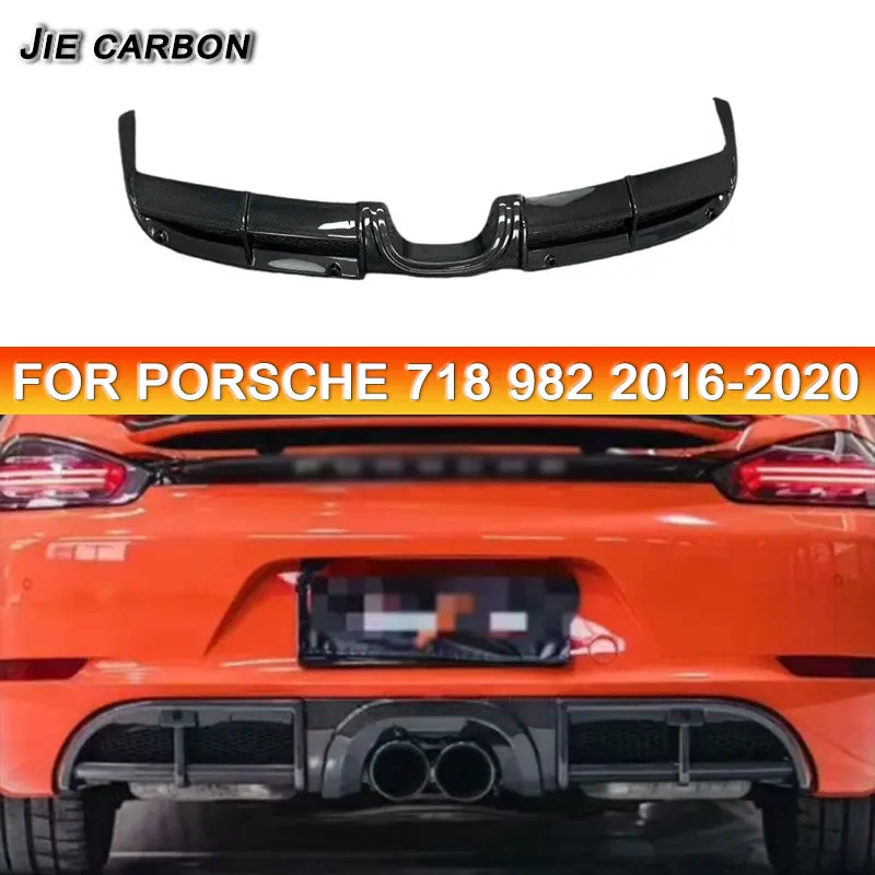 For Porsche Cayman Boxster 981 2016-2020 Carbon Fiber Rear Diffuser Lip Bumper Spoiler Splitter Apron Body Kit Car Accessories