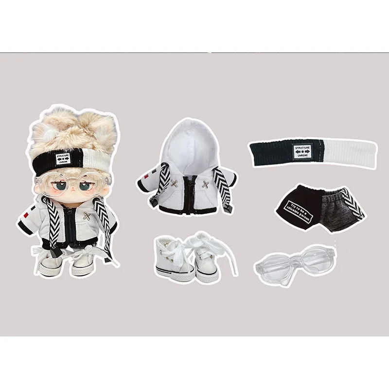 Handmade 10cm Doll's Clothes Black And White Suit For Korean And Japanese Idol Stars Dolls Accessories Outfit