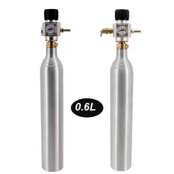 Empty 0.6 L Soda Water CO2 Cylinder & CO2 Mini Gas Regulator with 8mm Hose Barb TR21*4 0-90 PSI Homebrew Beer Kegerator