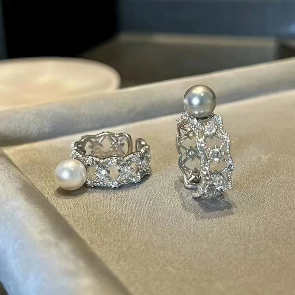 

2 шт. DIY жемчужные аксессуары 925 серебряное кольцо с жемчугом пустой держатель, модный золотой серебряный держатель для колец с круглыми бусинами 7-10 мм