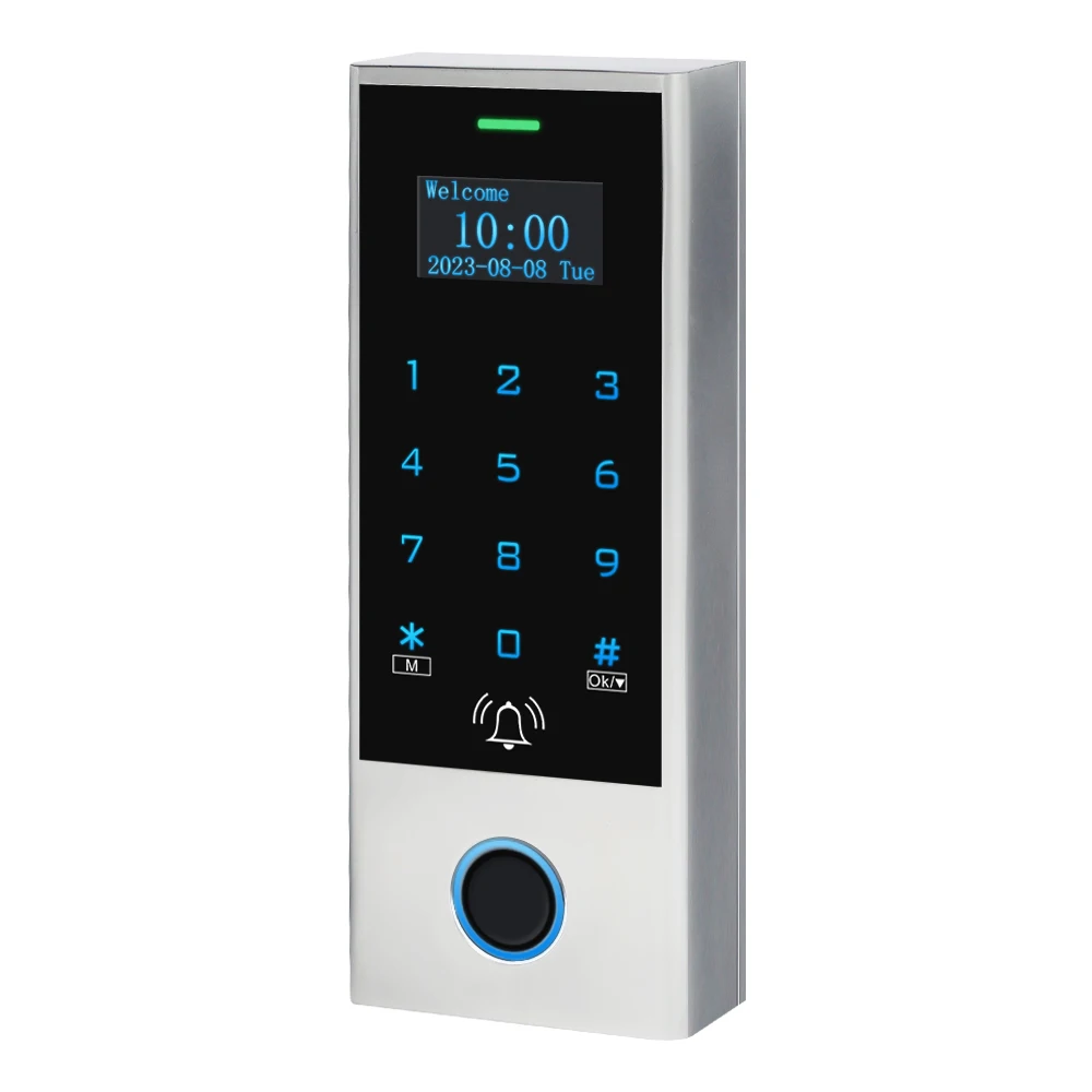 Waterproof Larger Capacity 10500 Users Fingerprint Touch Keypad RFID Card Reader Door Controller With OLED Display