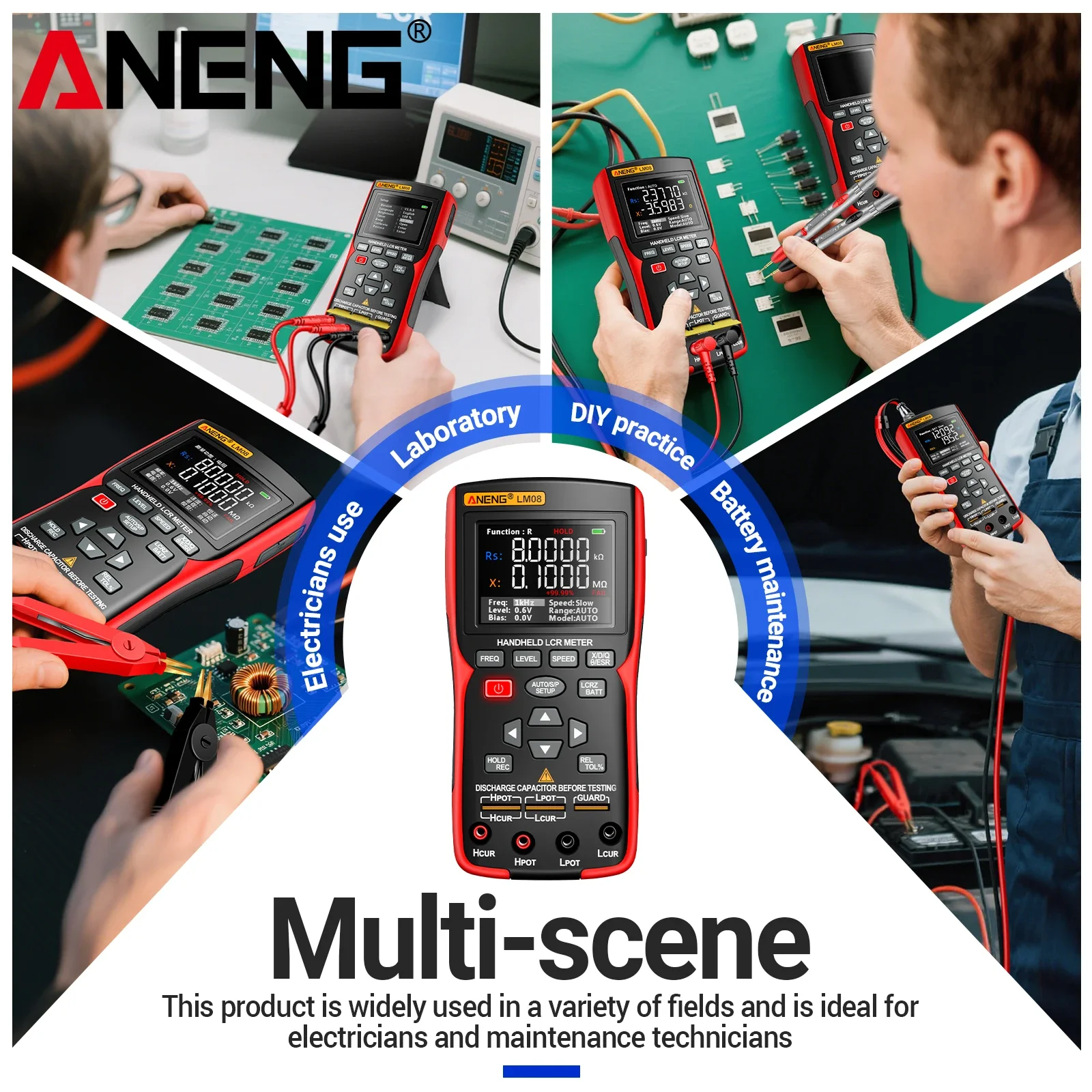 ANENG LM08 high-precision LCR digital bridge inductance capacitance resistance impedance tester component maintenance instrument