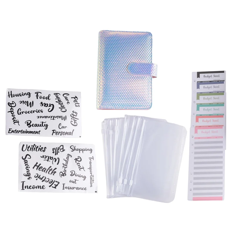

A13E-A6 Money Budget Ring Binder,Cash Stuffing Budget Wallet Planner Binder With Cash Envelope, Money Folder Wallet Organiser