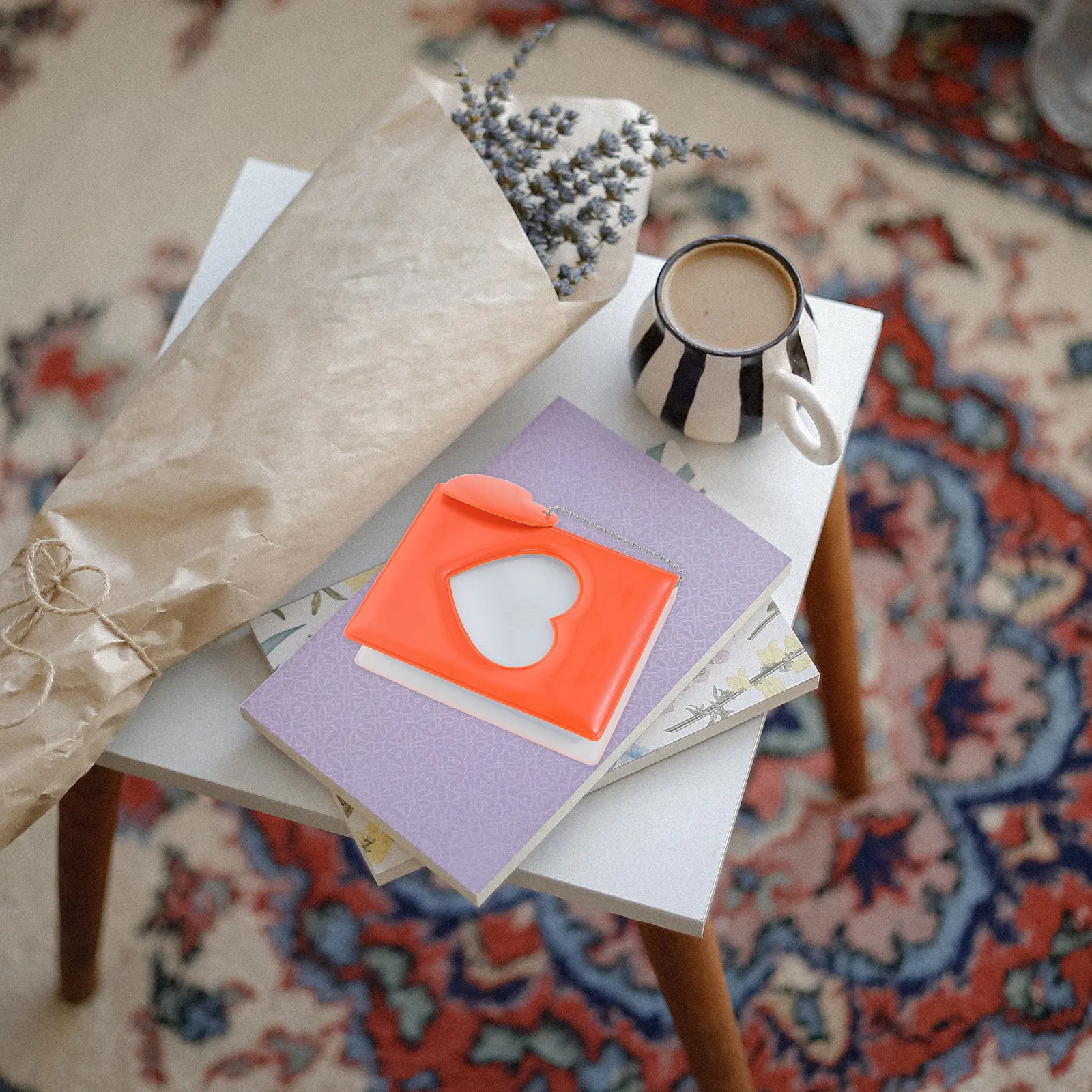 

Mini Photo Album Small Photo Book Pvc Portable Picture Holder Heart-Shaped Design Diy Scrapbook For Family Friend Card Storage