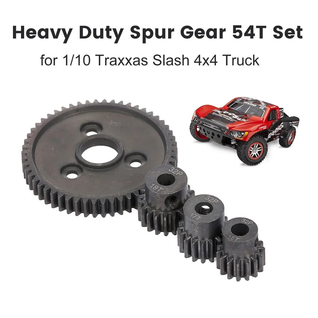 Heavy Duty Hardened Steel Spur 54T Gear with 15T/17T/19T Pinion for Trxs Slash 4X4 Stampede 4X4 Trxs 1/10 Summit Trxs