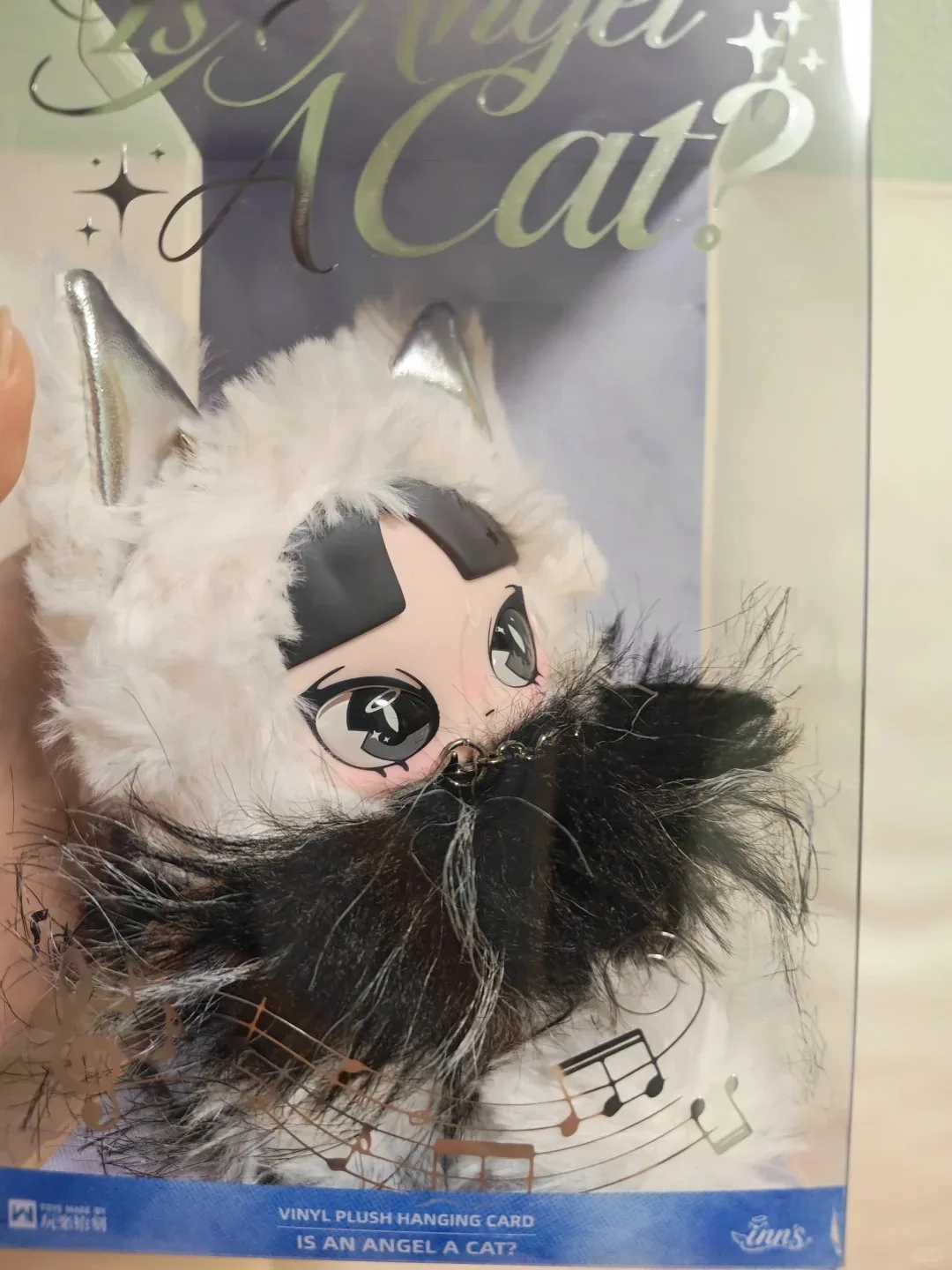 Original Inn'S Is An Angel Boneca de Pelúcia de Gato com Asas Prateadas e Orelhas de Gato, Boneca de Vinil com Rosto, Brinquedo Colecionável, Pingente, Ornamento, Decoração para Casa