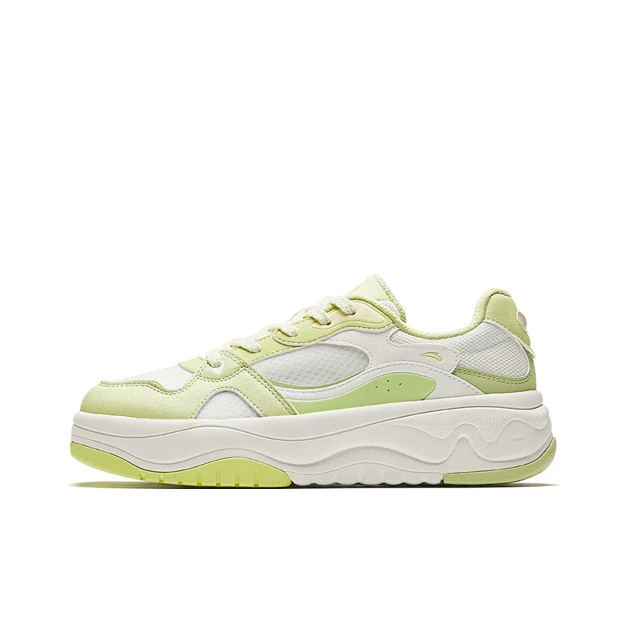 Anta Breathable Abrasion Resistant Breathable And Wear resistant Low top Skateboard Shoes Women's White Green 922528011-1