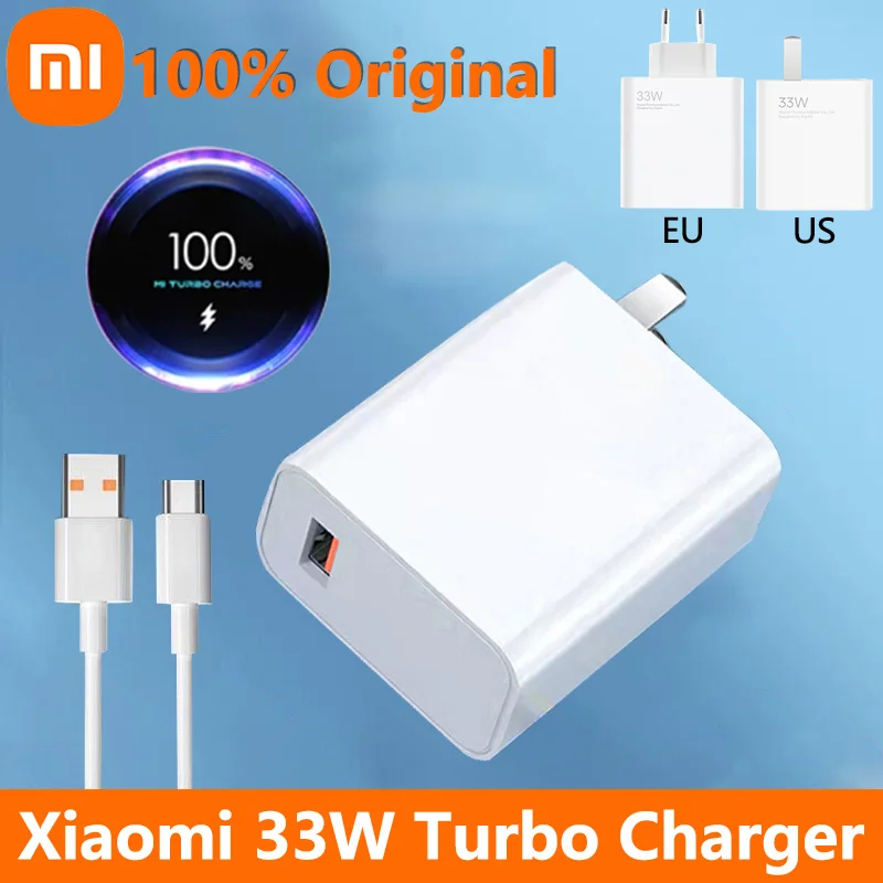 33W Charger Xiaomi Original Fast Turbo Charge Cargador Type C Cable For Redmi Note 13 12 11 K40 Mi 11 Lite 10S Poco X5 F3 X3 Pro