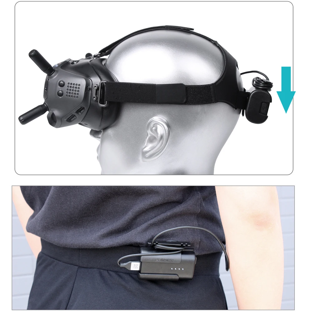 Sunnylife Back Clip Battery Holder Headband Battery Storage Case For DJI Avata FPV Goggles V2/2 Mount Flying Glasses Accessories