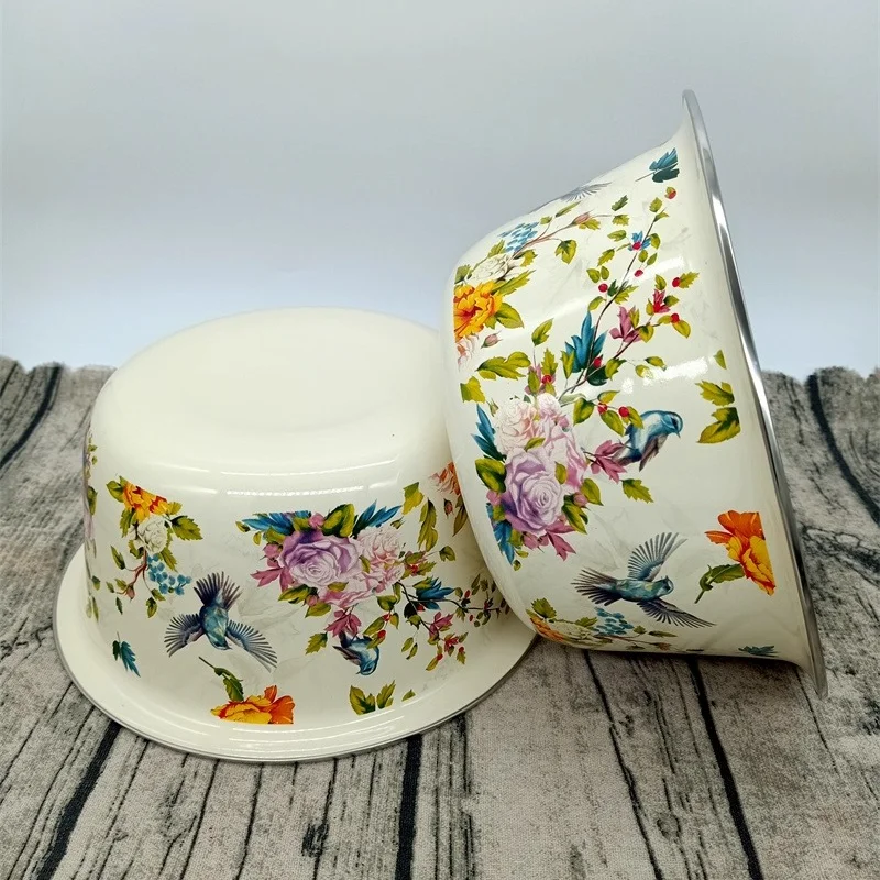 Extra Thick Enamel Basins Enamel Bowl Mixing Basins Deepening Multi-purpose Basin Vegetable Washing Basin Nordic Fruit Plate