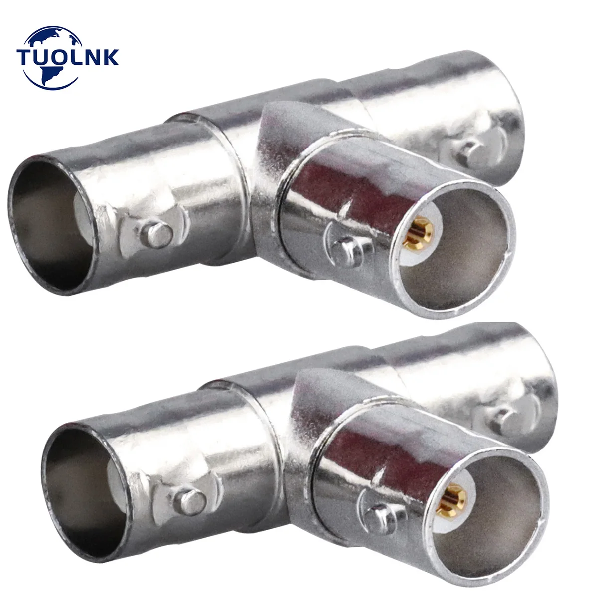 2pcs/Lot BNC 3 Way Adapter BNC Female to Dual BNC Female Triple Tee Connector Coaxial Adapter for Coaxial Cable