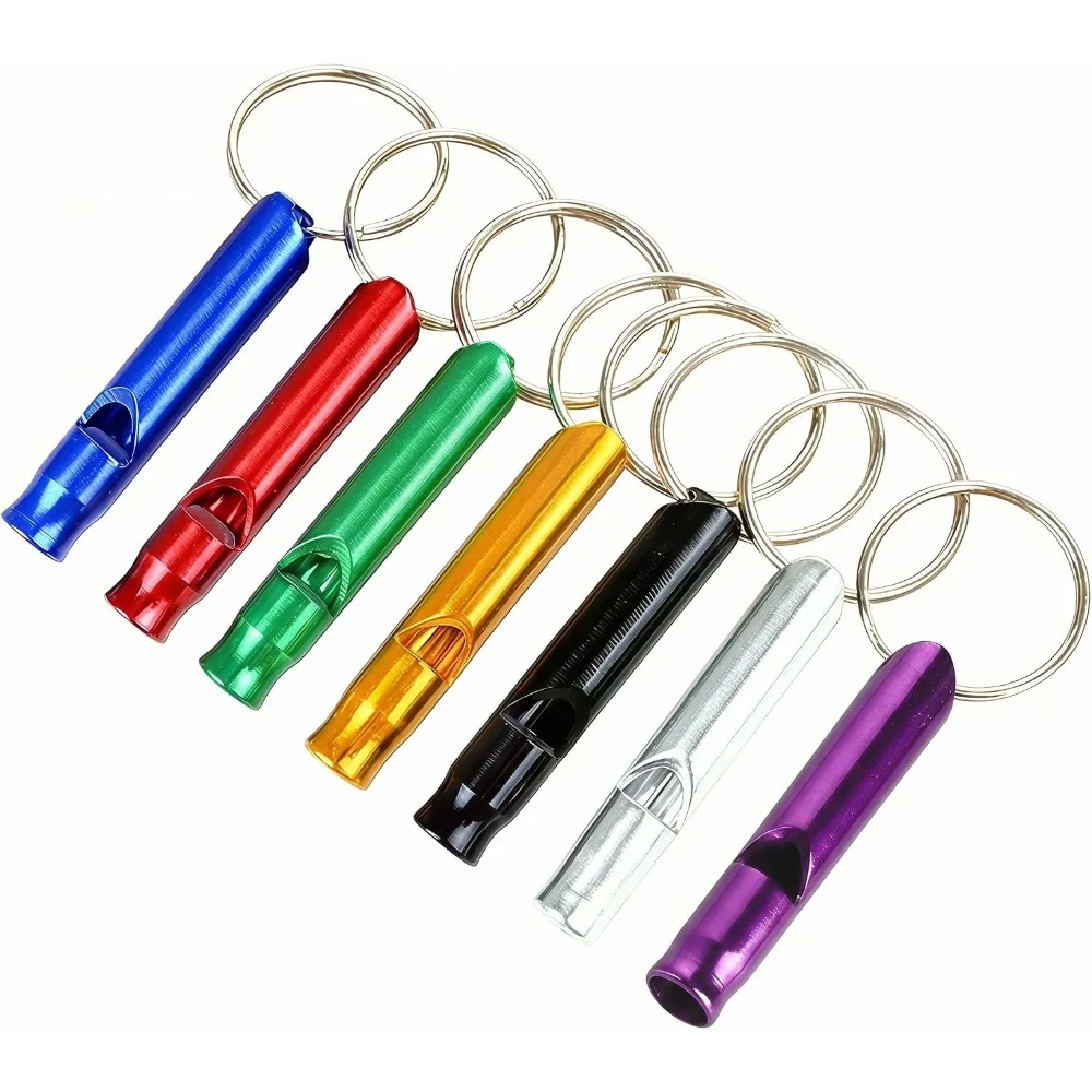8-Piece Emergency Whistle Set, Aluminum with Keychain, Loud Outdoor Safety Whistle for Sports, Hiking, Camping, and Daily Use