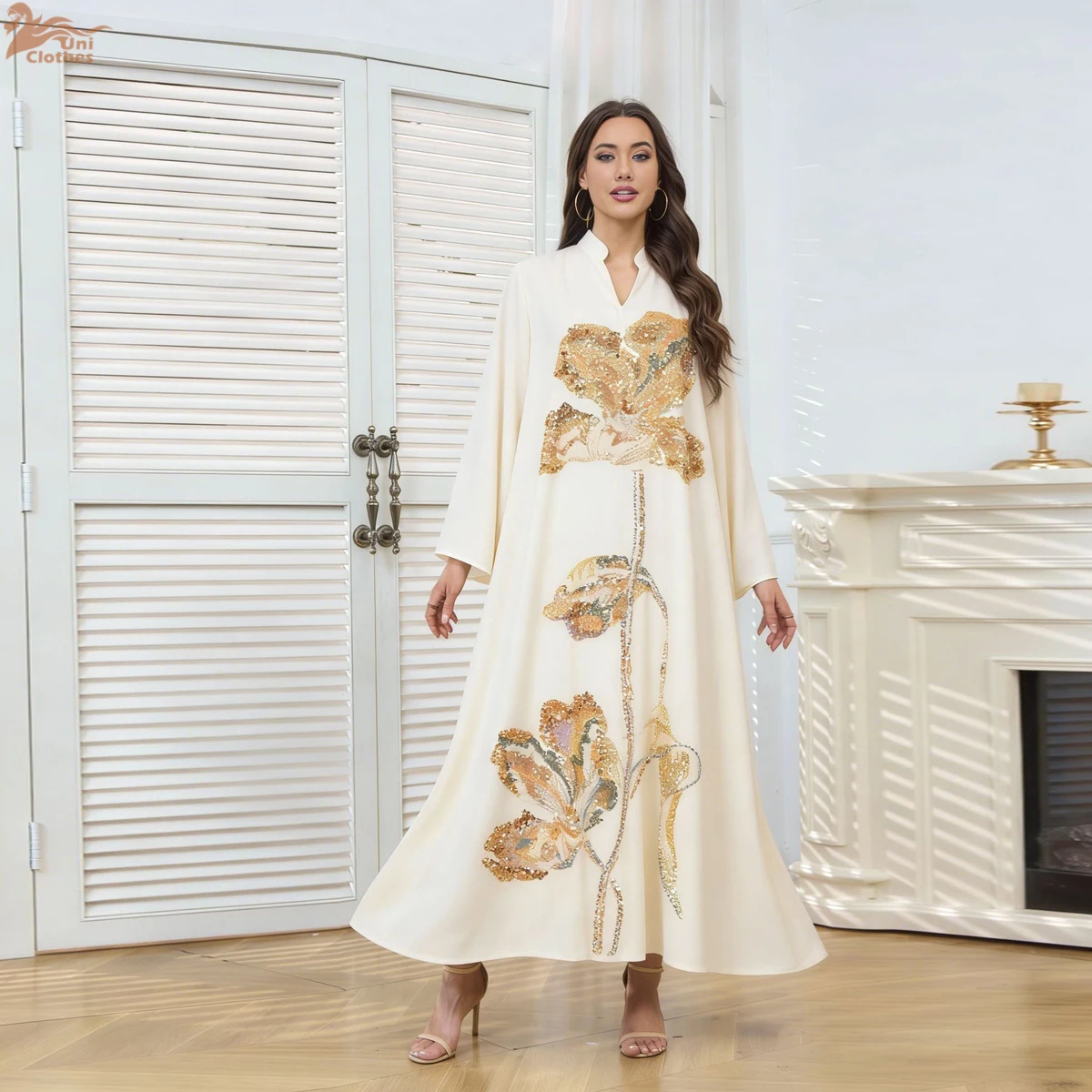 

Праздничное платье для мусульманок с пайетками, абайя, кафтан, джалабия, Дубай, Турция, для Рамадана, исламская одежда, повседневное платье для вечеринок