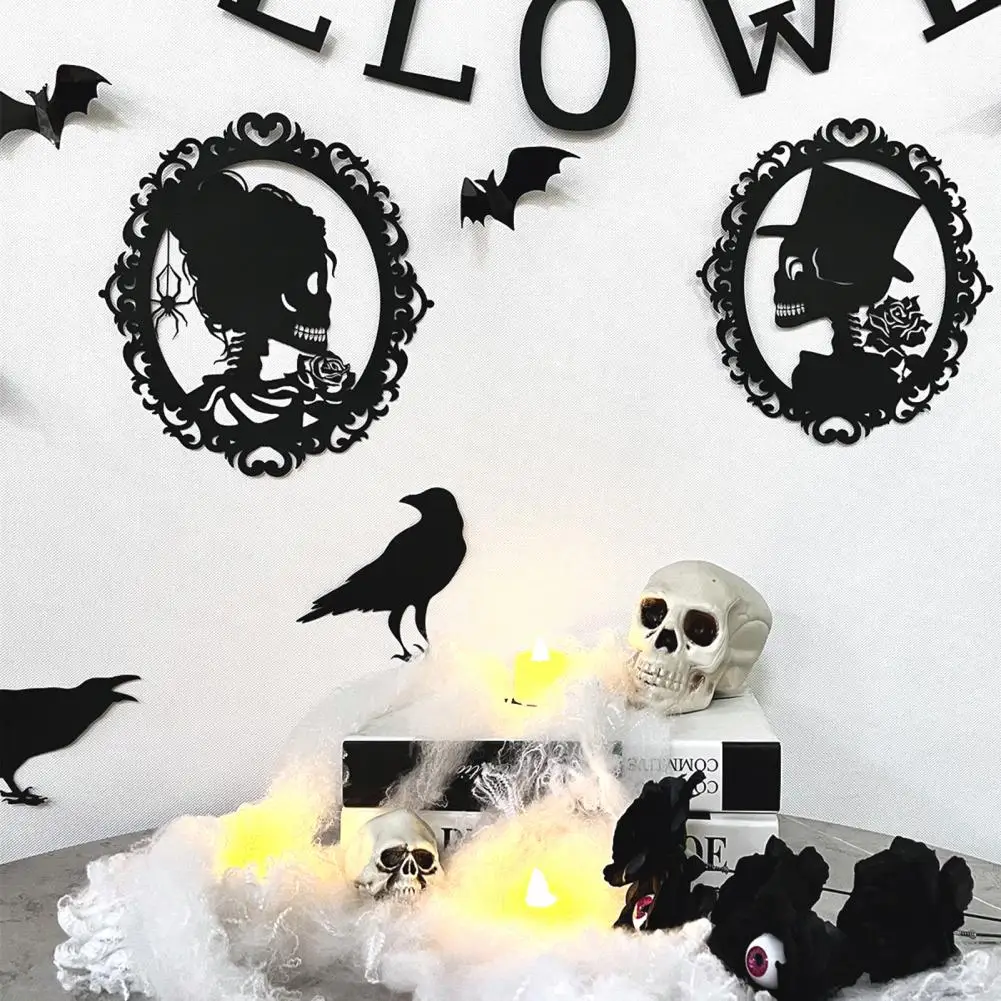 Halloween-themed Skull Decals Halloween Skull Wall Sticker Set Spooky Crow Hollow Decals for Home Decoration Removable Thick