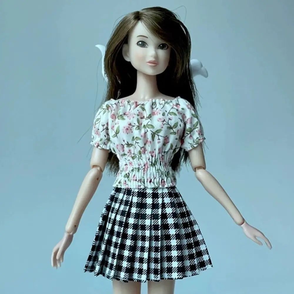 Gedrukte poppen Zomeroutfit Aankleden DIY Accessoires Sexy Leuke Kleding Meisje Speelgoed T-shirt Plooirok voor 1/6 BJD 30 cm poppen