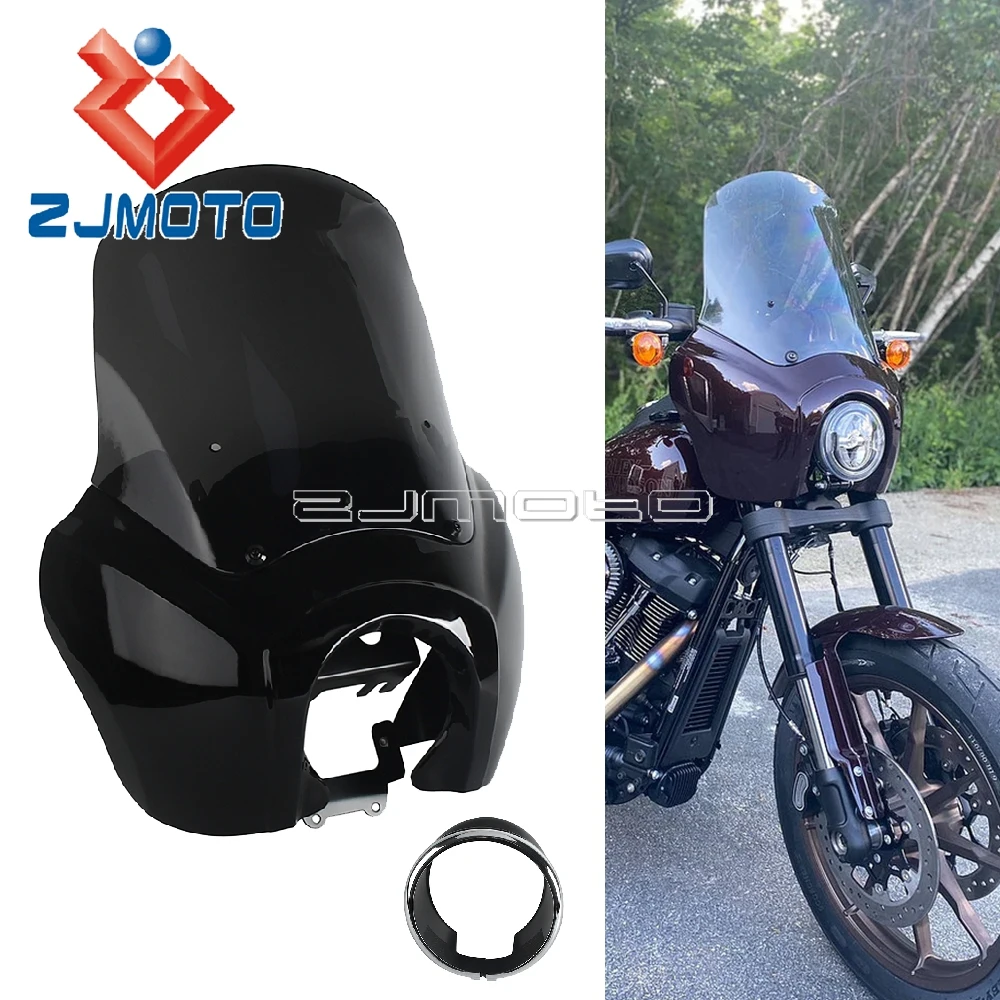 

For Harley Softail Low Rider S FXLRS 2020 2021-2023 Motorcycle Fairing Windscreen Windshield Deflector Cover Headlight Trim Ring