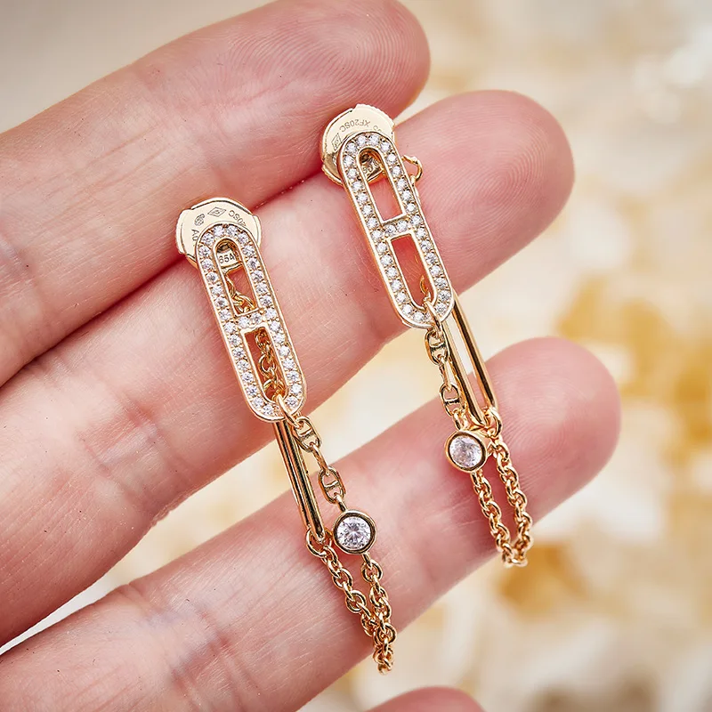 

Luxury Jewelry Zircon-encrusting Earring Nose Earrings S925 Silver Gold Plated With Flying Saucer Earplugs Luxury