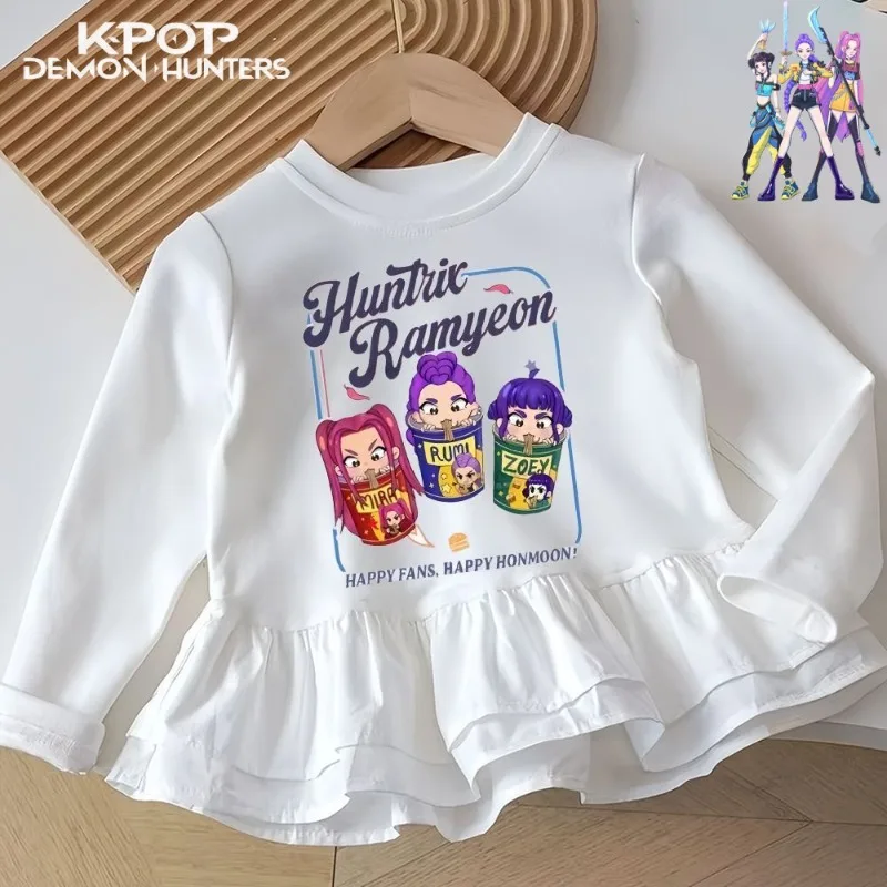 قميص KPop Demon Hunters Cartoon Anime Rumi Mira Zoey للسيدات للربيع والخريف قميص قاعدة حلو ولطيف مخصص #1