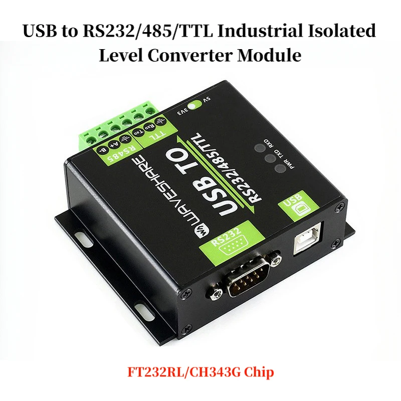 usb-rs232-485-ttl-レベルコンバータ-ft232rl-ch343g-チップ搭載の産業グレード絶縁モジュール