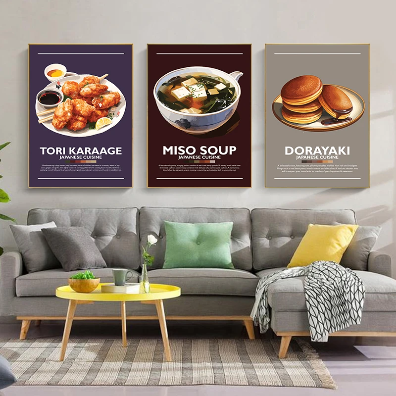 Japanese Food Poster Cuisine Sushi Ramen Yakitori Canvas Painting Wall Art Pictures for Kitchen Restaurant Decor No Frame