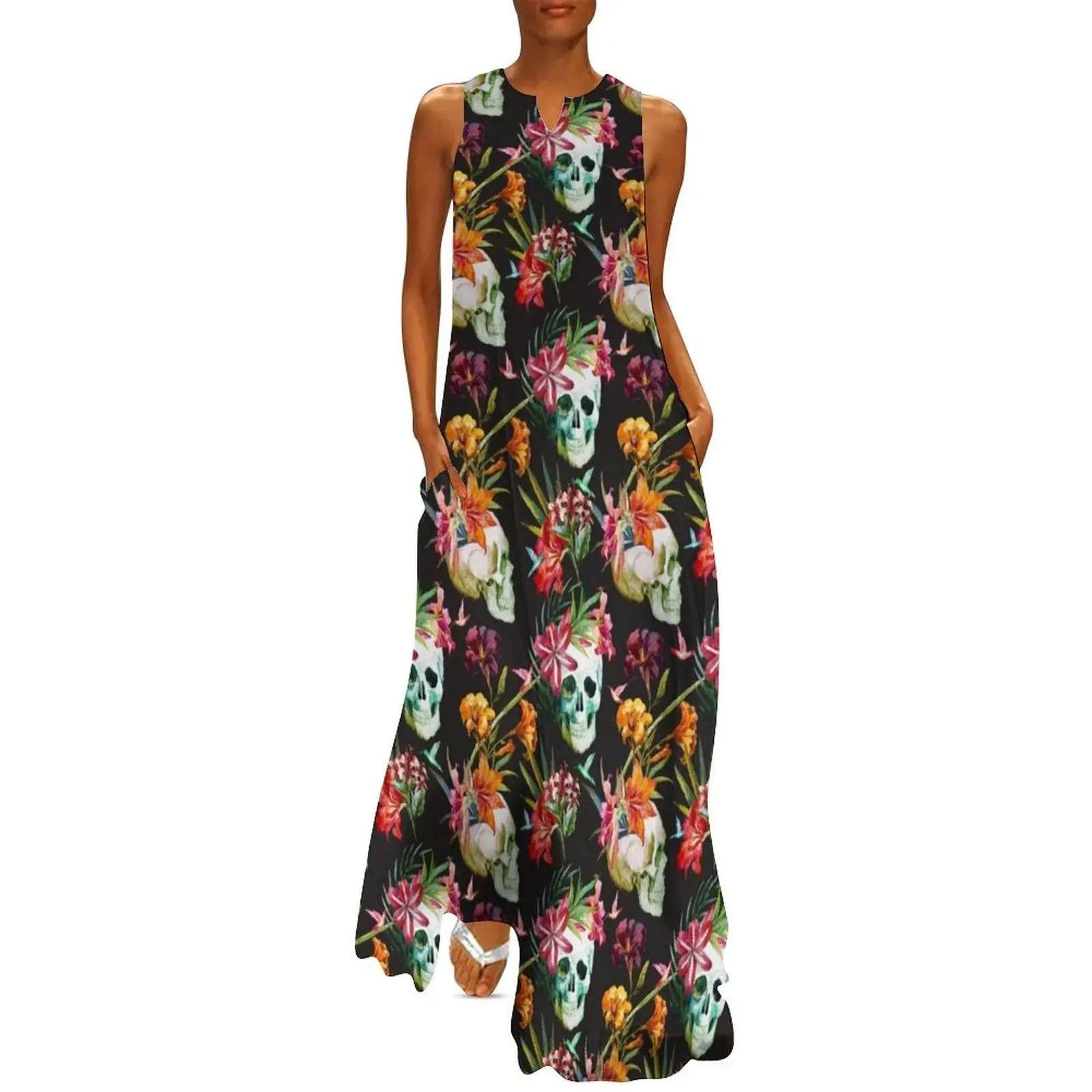 

Hawaiian Skull Long Dress dresses for woman dress korean style Dresses gala chic and elegant evening dress