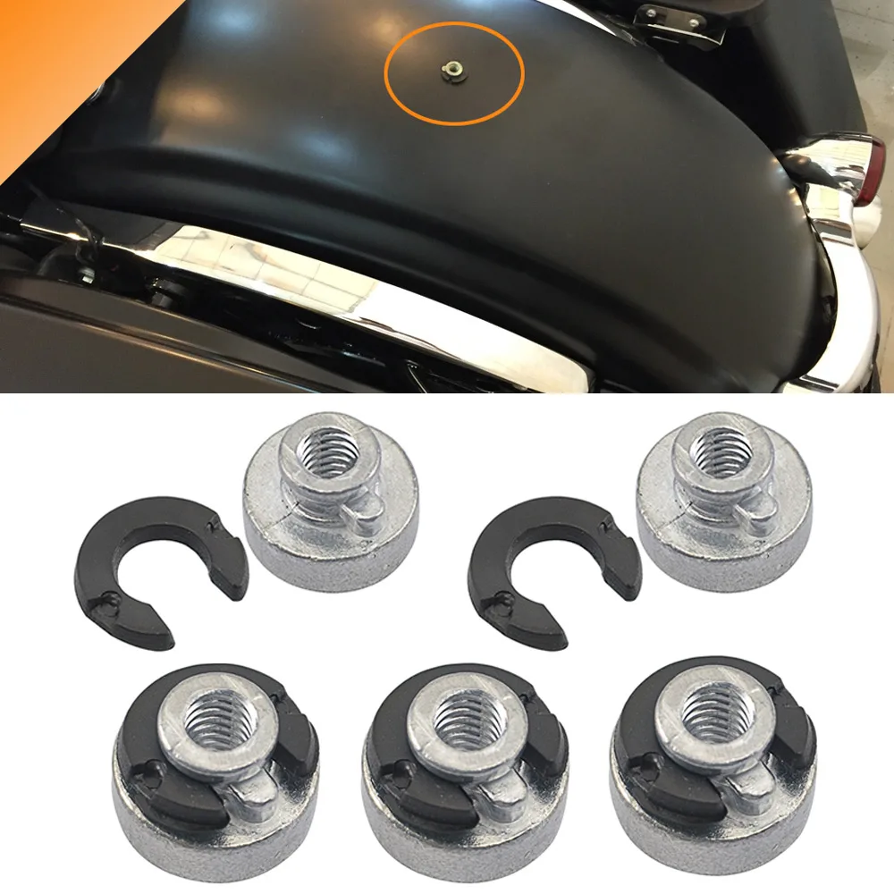 

Motorcycle 10 Pcs Aluminum Seat Nut Kits Compatible With Harley Sportster Touring Softail Dyna CVO 1996-Later Models