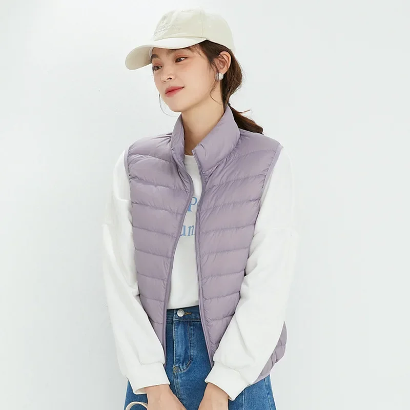 Chaquetas sin mangas de plumón para mujer, chaleco acolchado ligero resistente al agua, abrigos para mujer, novedad de primavera 2024