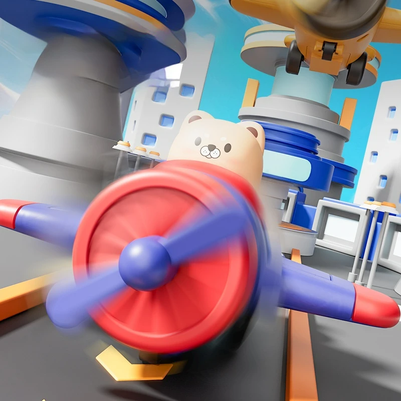 Bambino Press and Go Aereo Cartoon Baby Mini Modello di aereo con ruote Giocattoli Divertenti giocattoli interattivi genitore-figlio Regali per bambini