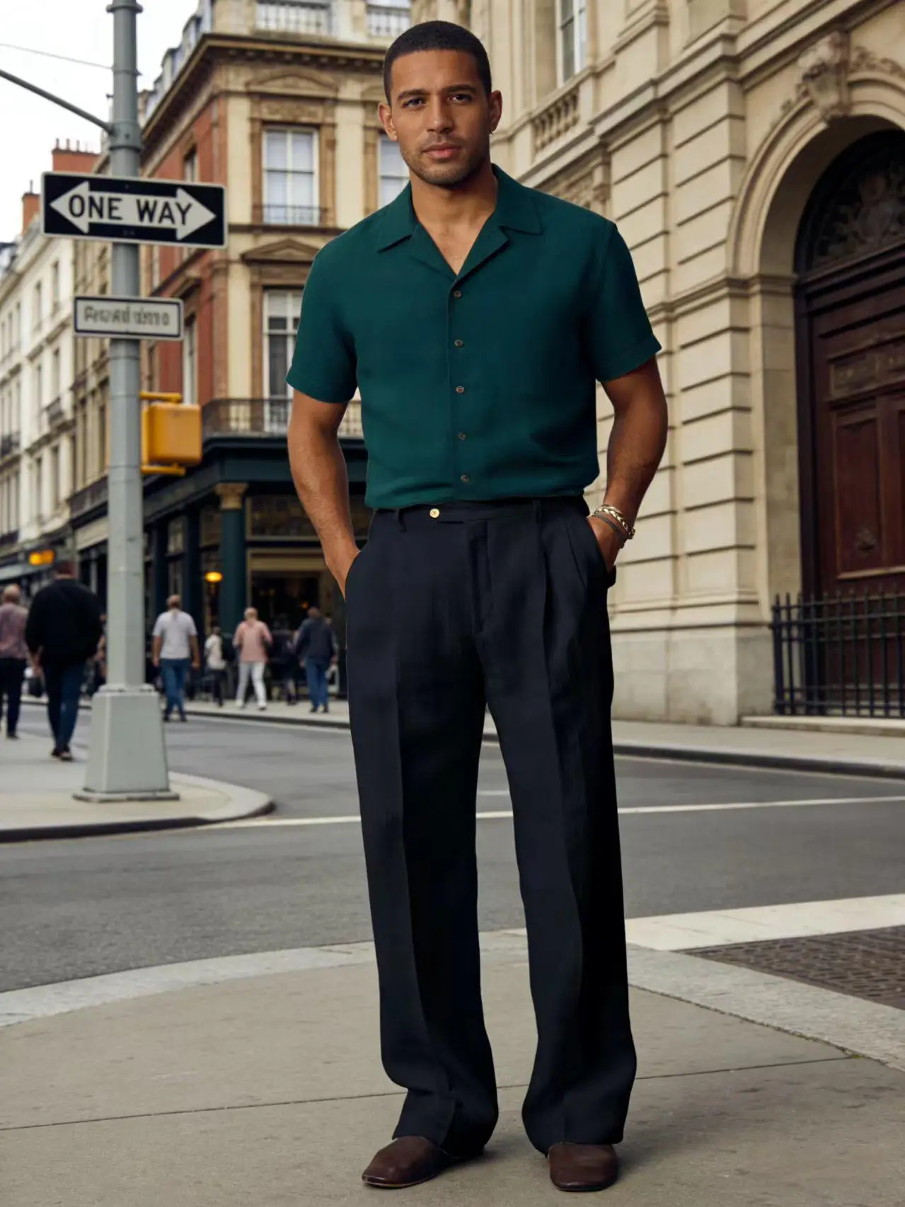 

Men's Linen Wide Leg Pants High Waisted Casual Business Trousers Breathable Lightweight Summer Pants for Daily Wear & Office