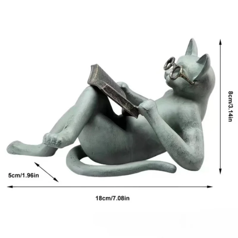 Read Literature Cat Crafts Decoration Creative Read Cat Home Table Top Decoration Statue Office Home Decor Gift Car Accessories