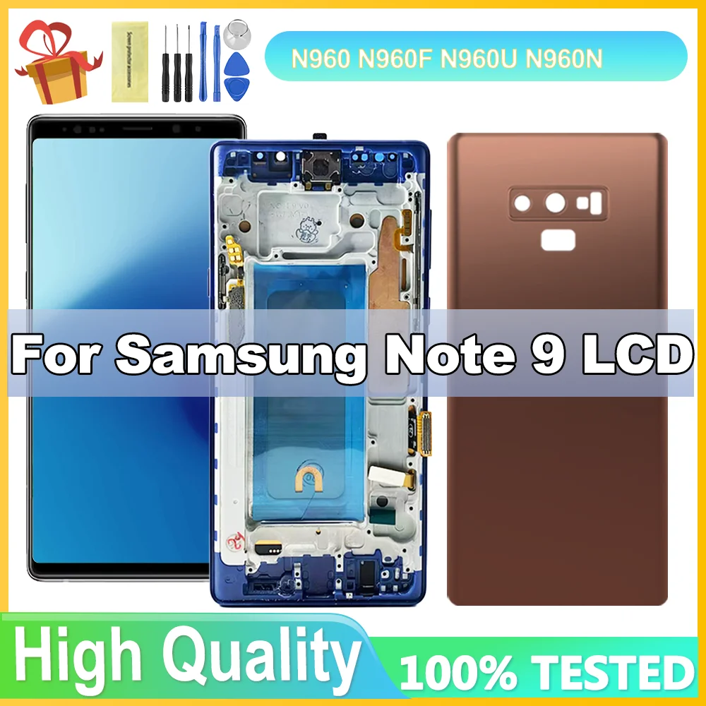 

100% Test For Samsung Note9 LCD Display Touch Screen Digitizer Assembly For Samsung Note 9 N960F N960U N9600 LCD Frame