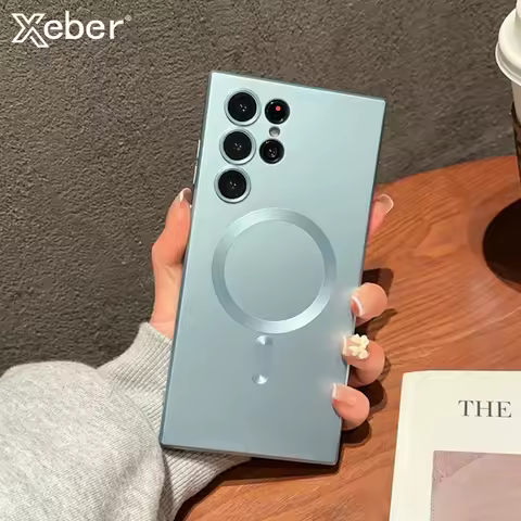 Luxury Metal Color Silicone For Magsafe Phone Case For Samsung S23 S24 S25 S26 Ultra S22 S21 S20 Note 20 10 Plus Thin Soft Cover