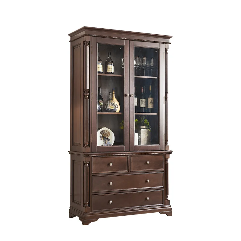 

American rural solid wood wine cabinet retro small apartment single-door wine cabinet Jianmei restaurant side cabinet storage ca