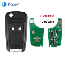 Clé à distance à 2 boutons pour voiture, transpondeur ID46, puce de voiture à rabat, 433Mhz, 2009 Mhz, convient pour SachOpel Astra J Corsa E Insignia Zafira C 2015-315