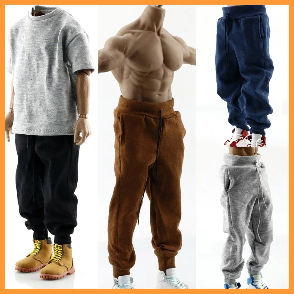 Pantalon de survêtement de sport décontracté pour homme, Hip-Hop, Fjpant, Accessoire pour 12, Effet Bain, Muscle, Action Figure Body, 1/6