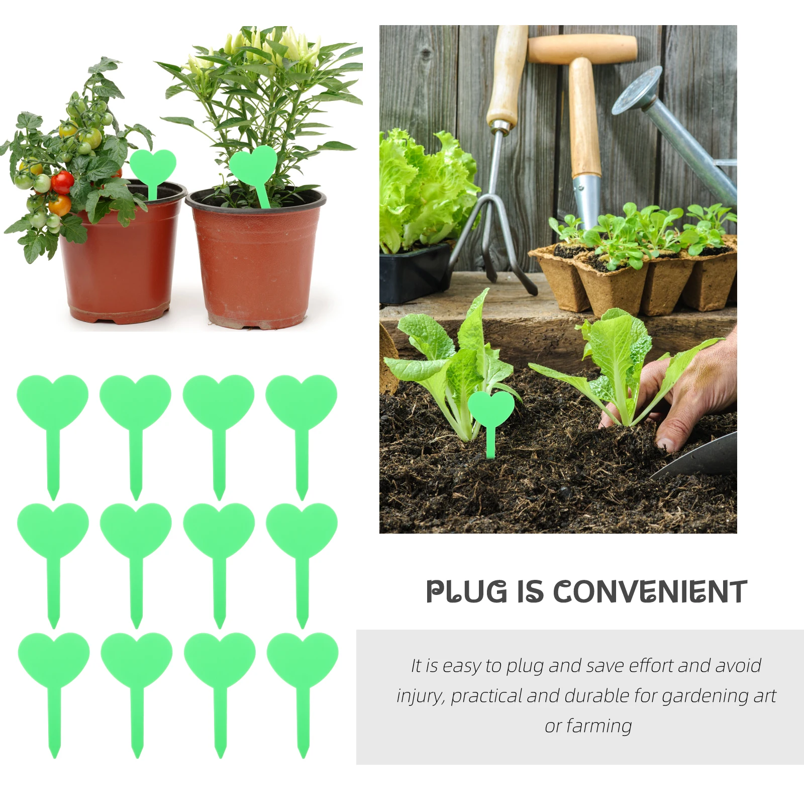 

Heart Shaped Garden Labels Thickened Plant Tags for Flower Identification Easy Soil Insertion Durable Outdoor Decor Floral Signs