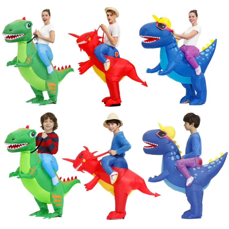 Mascot Ride Dinosaur Inflatable Costumes Halloween Cosplay Costume for Adult Kids Carnival Party Role Play T-rex Clothing