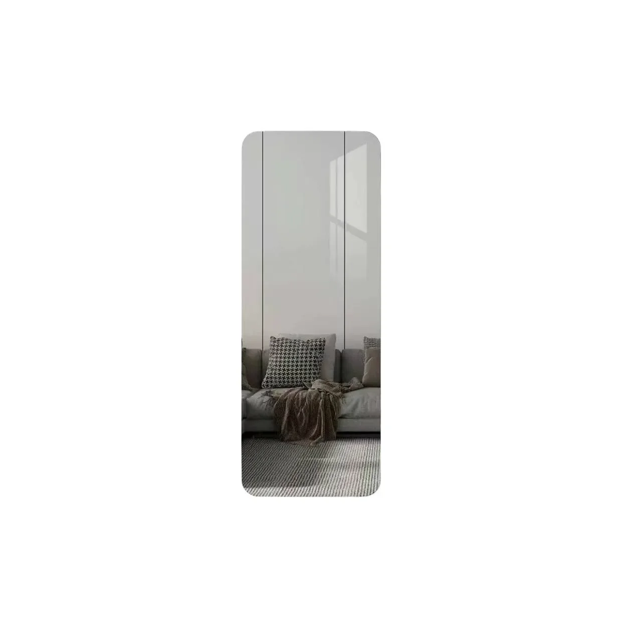 Rustic Sturdy Build Wall Mirror Heavy Duty Quick Setup Mobile with Casters Reinforced Frame Corrosion Resistant