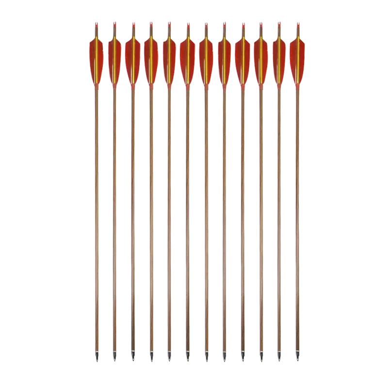 

32inch Pure Carbon Arrows Wood Skin ID6.2mm SP 340 Archery Arrow Shaft 5"Natural Feather Shooting Accessories100gr Broadhead