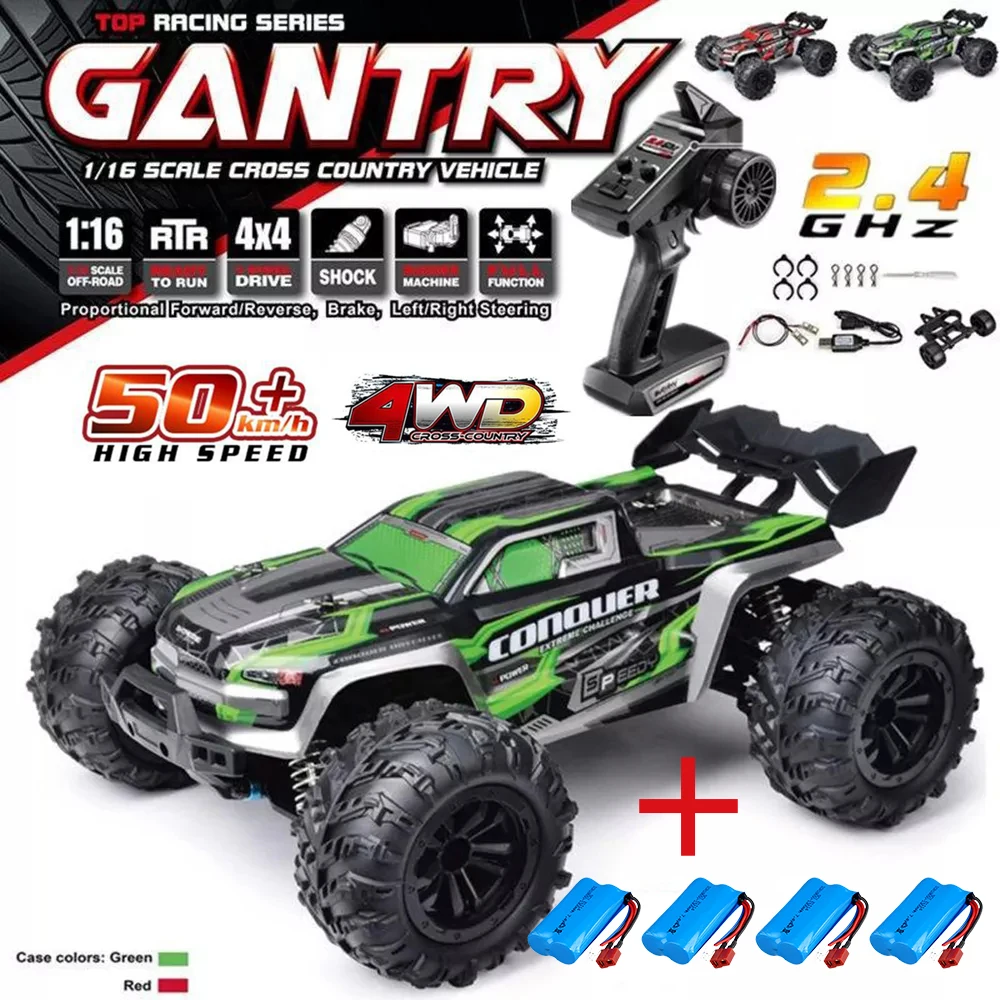 16102 1:16 Rc Car With Led Light 4WD 50km/h Off-road Vehicle High Speed Drift Car For Kid Vs Wltoys Boys Kids Birthday Gifts