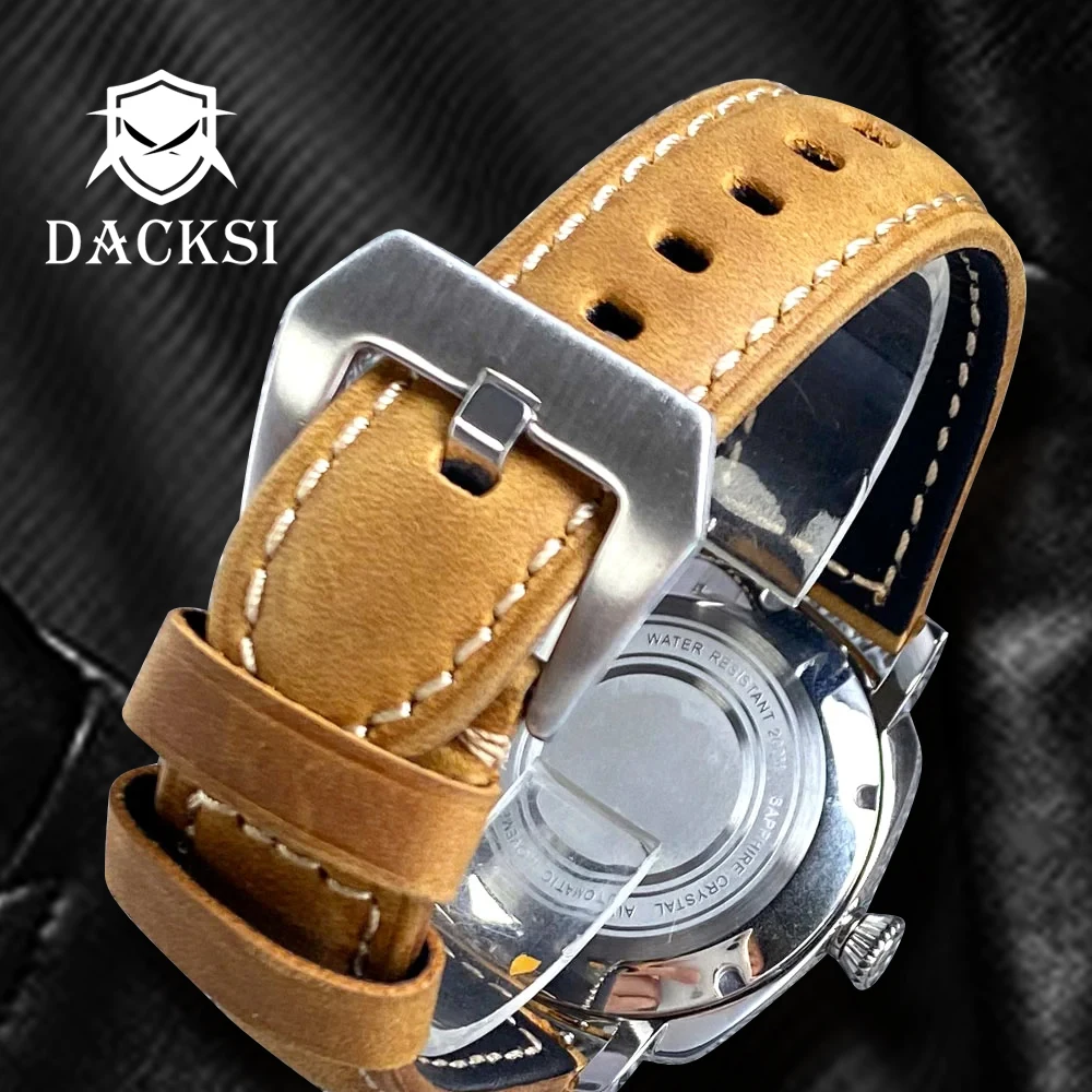 DACKSI 42mm Polished Square NH35A PT5000 Automatic Men\'s Dive Watch 200m Waterproof California Dial Sapphire Crystal Accessoires