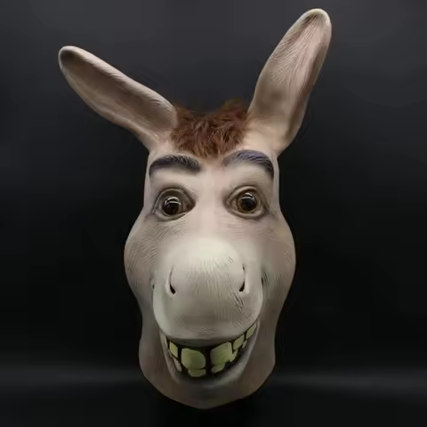 Funny Donkey Mask Masquerade Props Donkey Head Cosplay Costume Accessories Animals Masks Halloween Horror Ghost Latex Hood