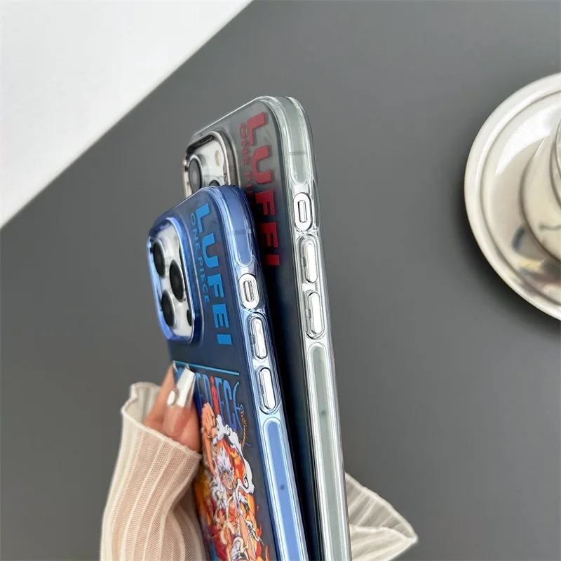 Coole Japan Anime einteilige Nika Ruffy Gear 5 für iPhone 15 14 13 12 11 Pro Max farbige Silber galvani sierte stoß feste Abdeckung