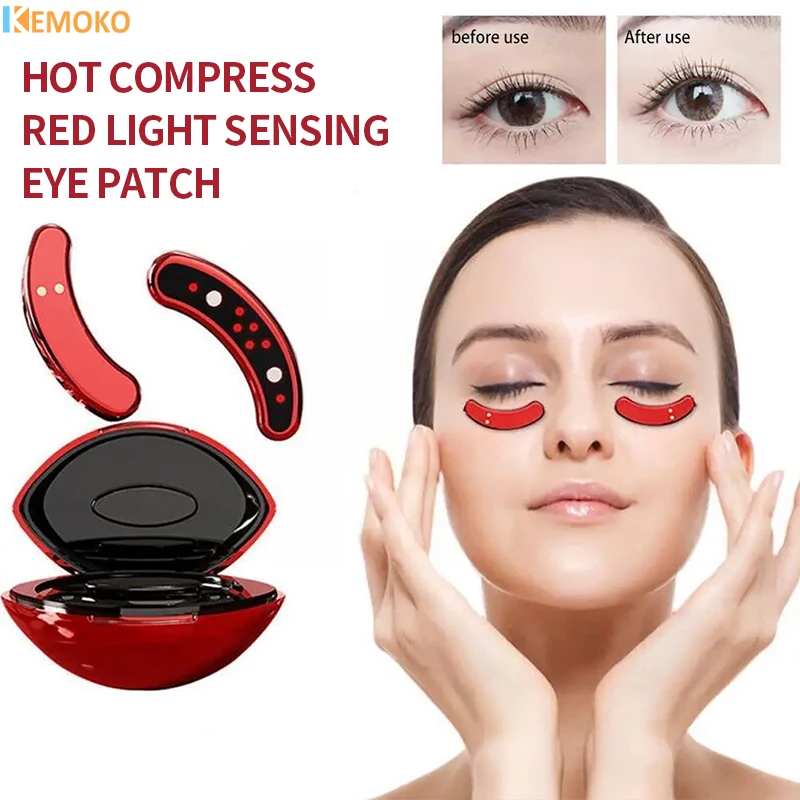 EMS Micro Current Pulse Eye Massager Heating Eye Pads Therapy Relieves Eyes Fatigue Fades Dark Circle Anti Wrinkle Eye Beauty