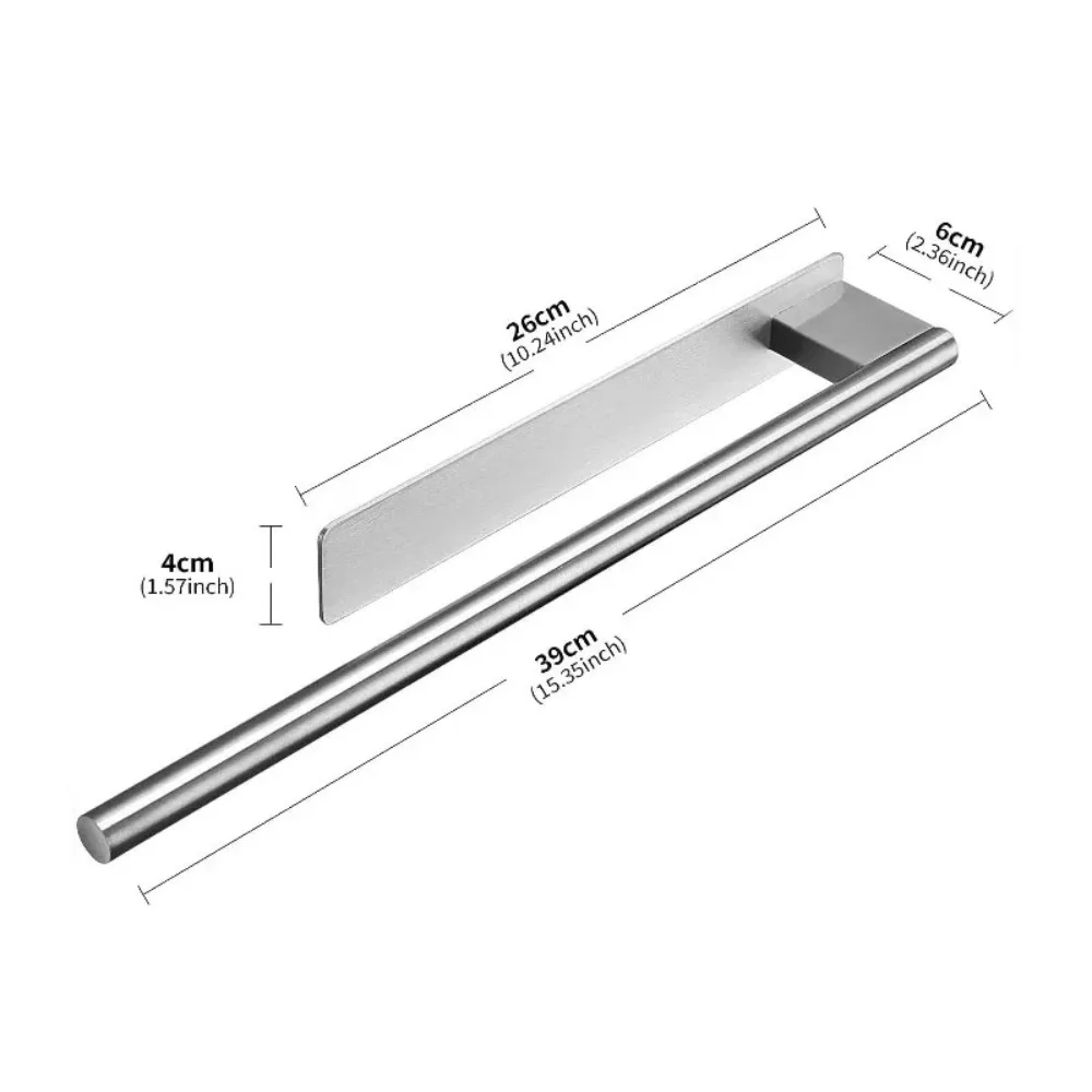 

NEW Stainless Steel Towel Rack Wall-Mounted No Drilling Hand Towel Holder Self Adhesive Towel Pole Bathroom Organization