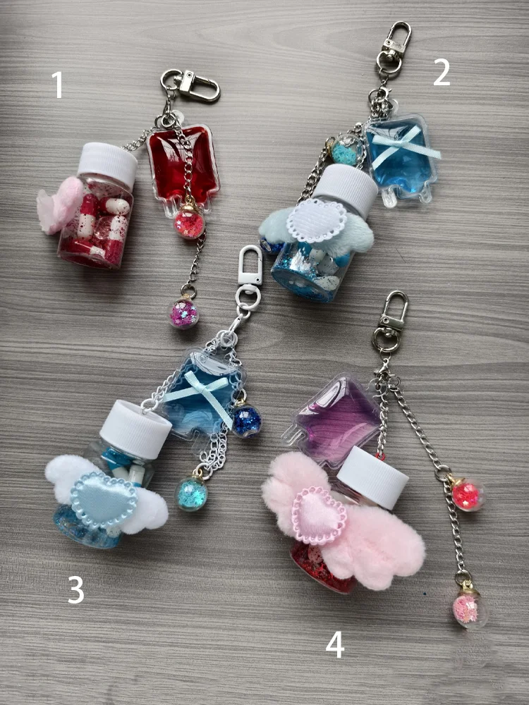 

Bag Pendant Keychain Blood Bag Cross Heart Red Blue Pendant For Man Or Woman Gift
