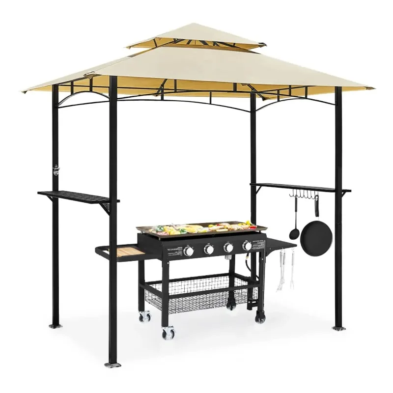 8' x 5' Outdoor Grill Gazebo Canopy, BBQ Canopy for Outdoor Grill, 2- Tier BBQ Gazebo Shelter for Patio, Backyard, Customized