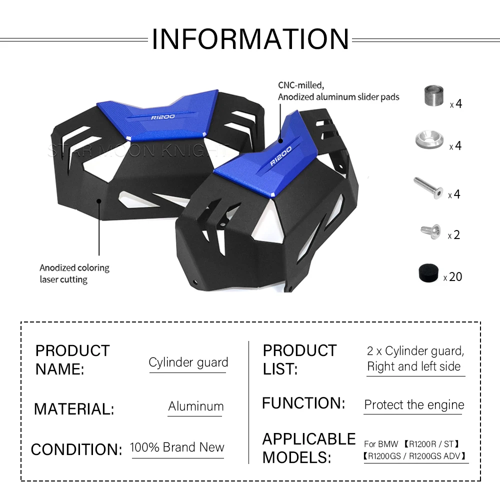 For BMW R 1200 GS 1200 Adventure R1200GS R1200R R1200ST  Cylinder Protectors Covers Engine Guard Motorcycle Accessories